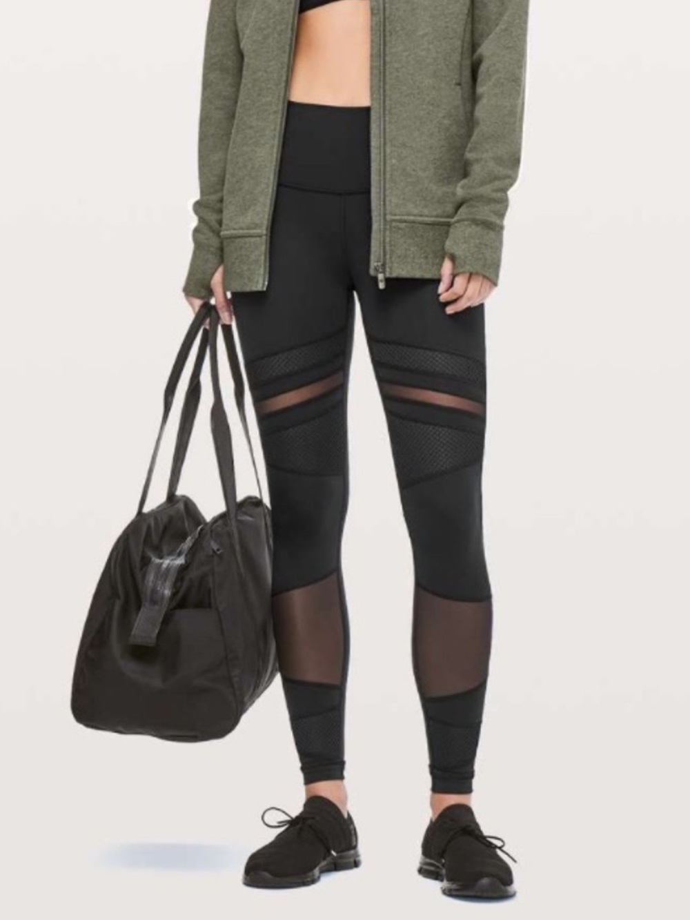 Lululemon Wunder Under mix & mesh black leggings